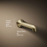 Occasion® Wall-mount bath spout with Straight design, 8"