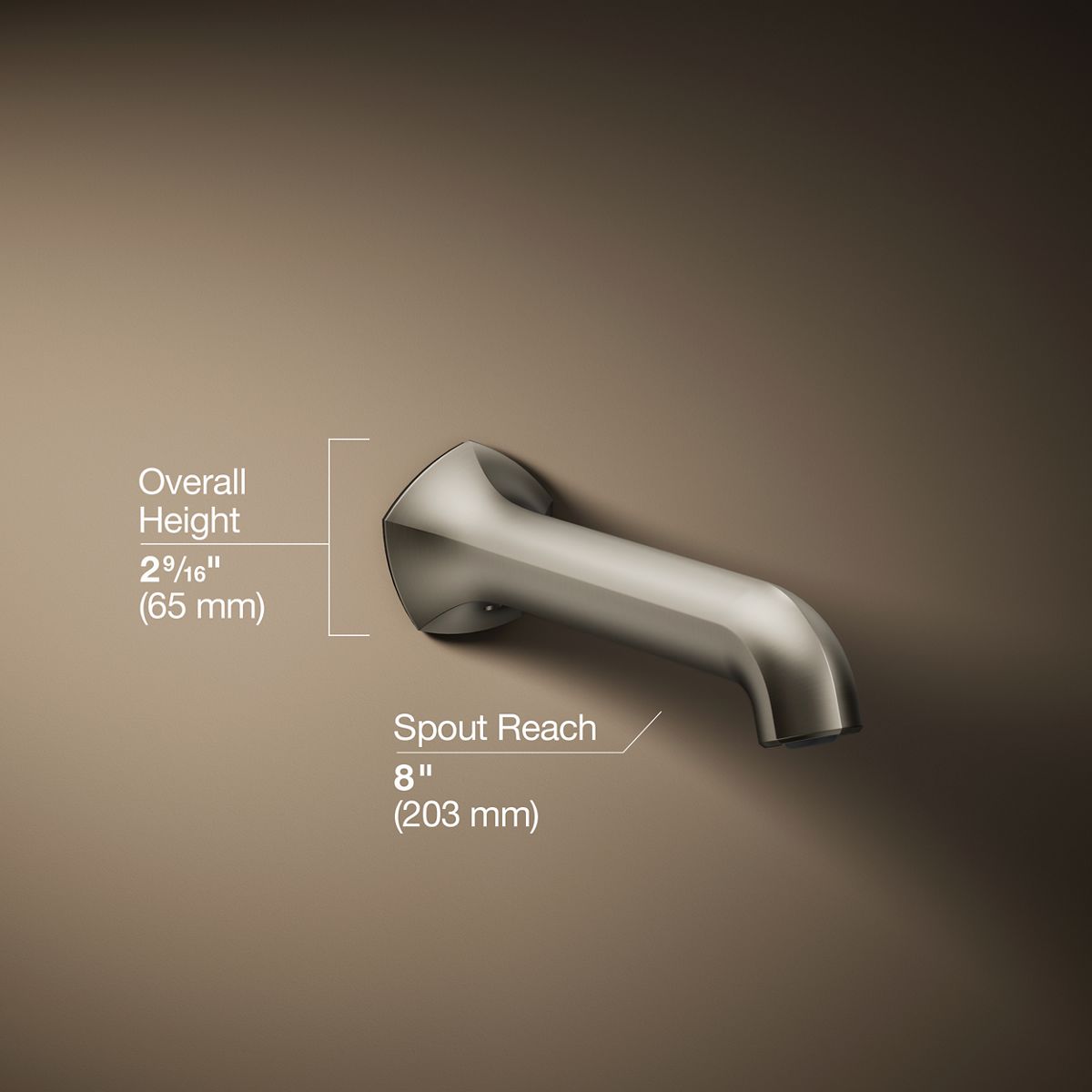 Occasion® Wall-mount bath spout with Straight design, 8"