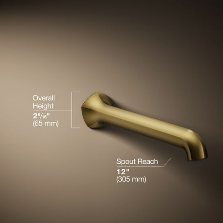 Occasion® Wall-mount bath spout with Straight design, 12"