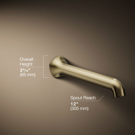 Occasion® Wall-mount bath spout with Straight design, 12"