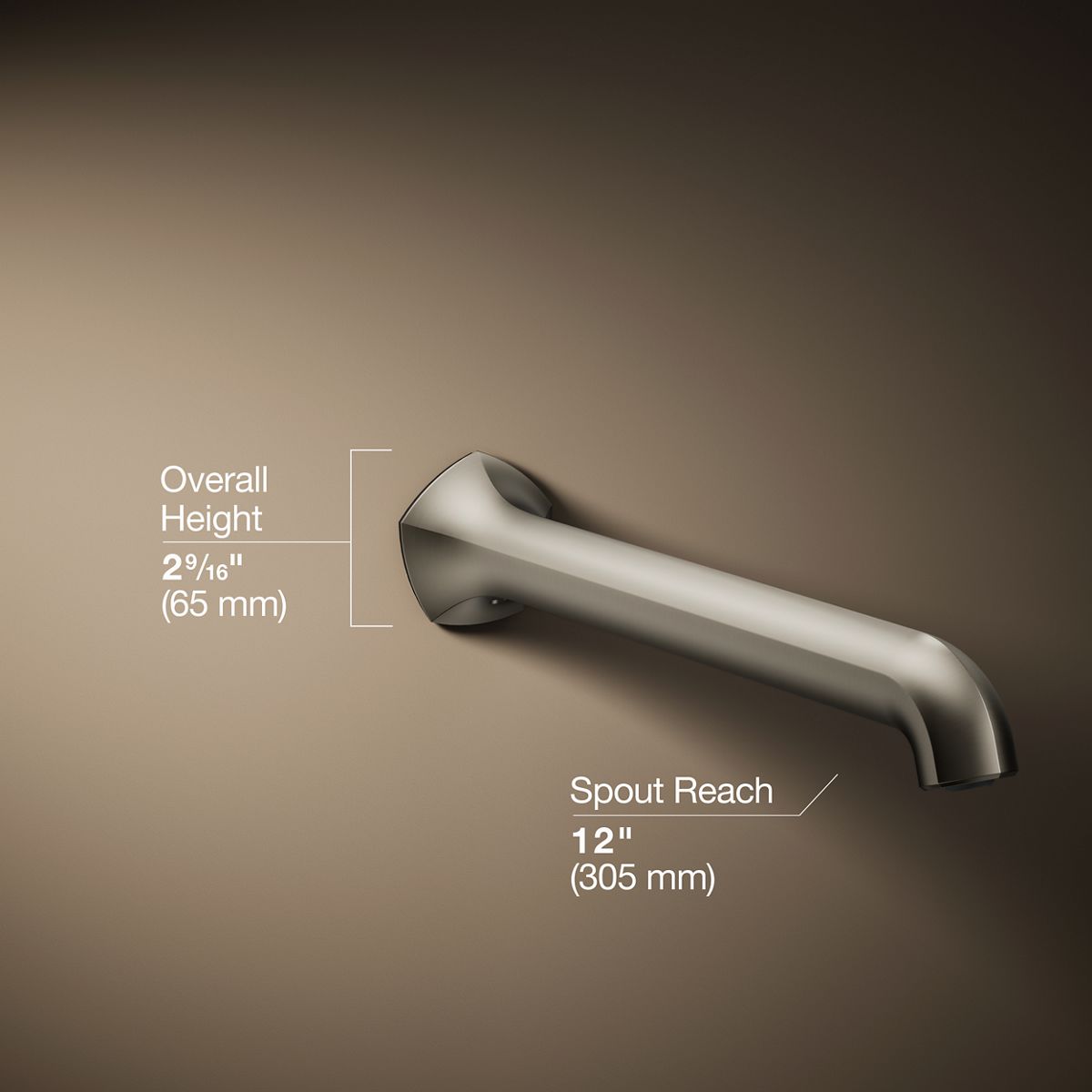 Occasion® Wall-mount bath spout with Straight design, 12"