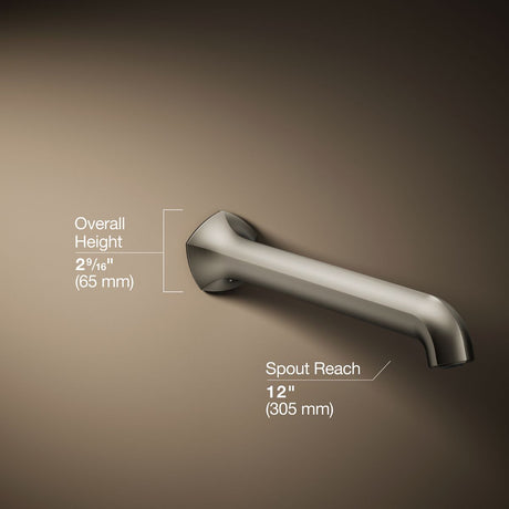 Occasion® Wall-mount bath spout with Straight design, 12"