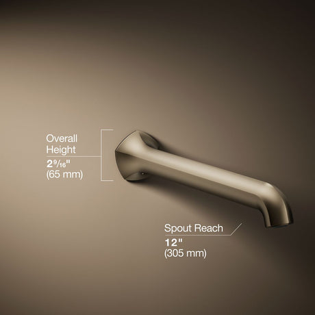 Occasion® Wall-mount bath spout with Straight design, 12"