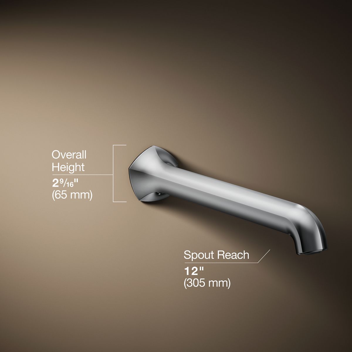 Occasion® Wall-mount bath spout with Straight design, 12"