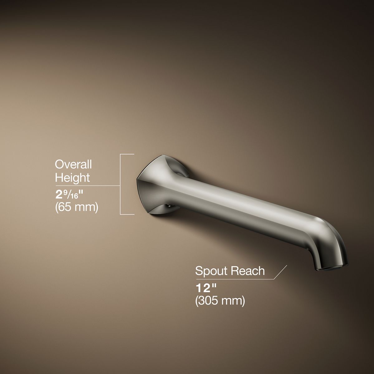 Occasion® Wall-mount bath spout with Straight design, 12"