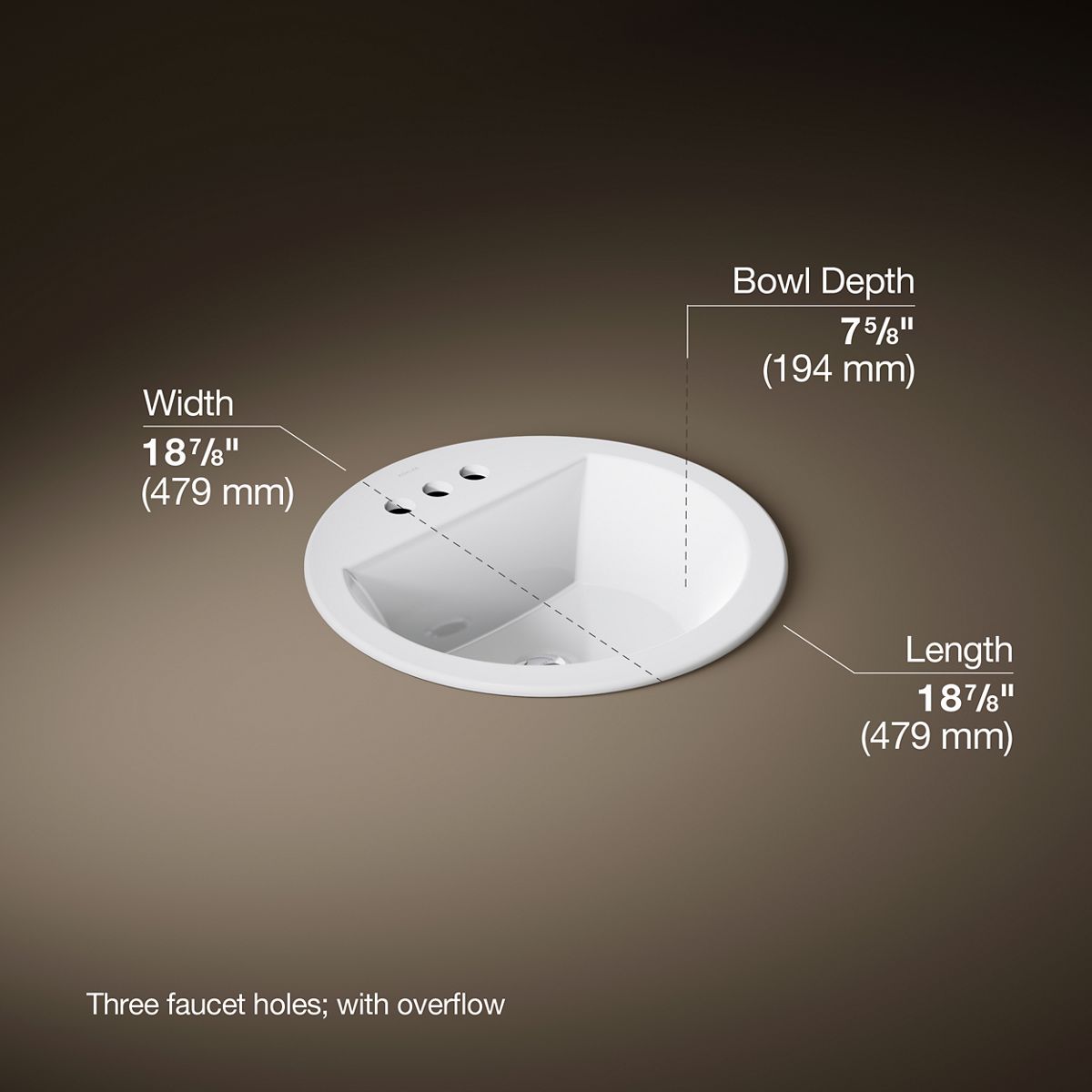Bryant® 19" round drop-in bathroom sink