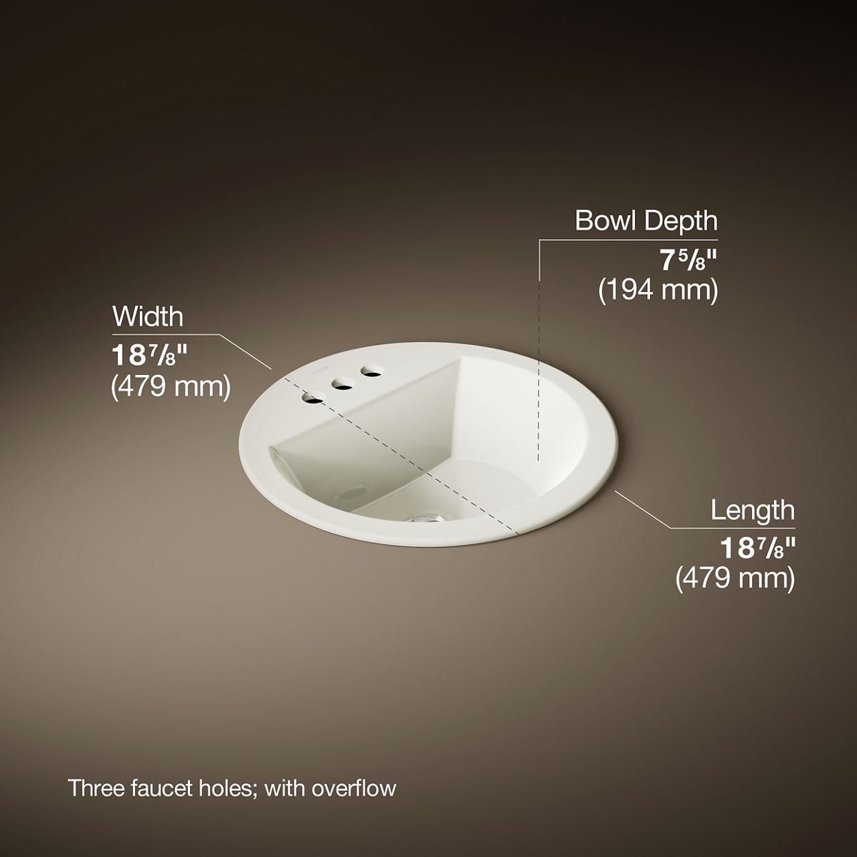 Bryant® 19" round drop-in bathroom sink