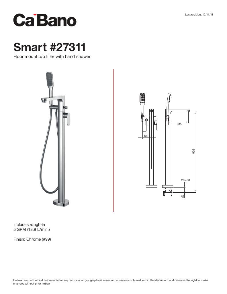 Floor mount tub filler with hand shower