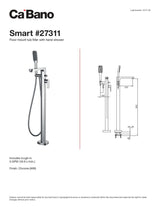 Floor mount tub filler with hand shower