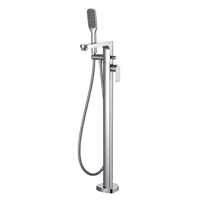 Floor mount tub filler with hand shower