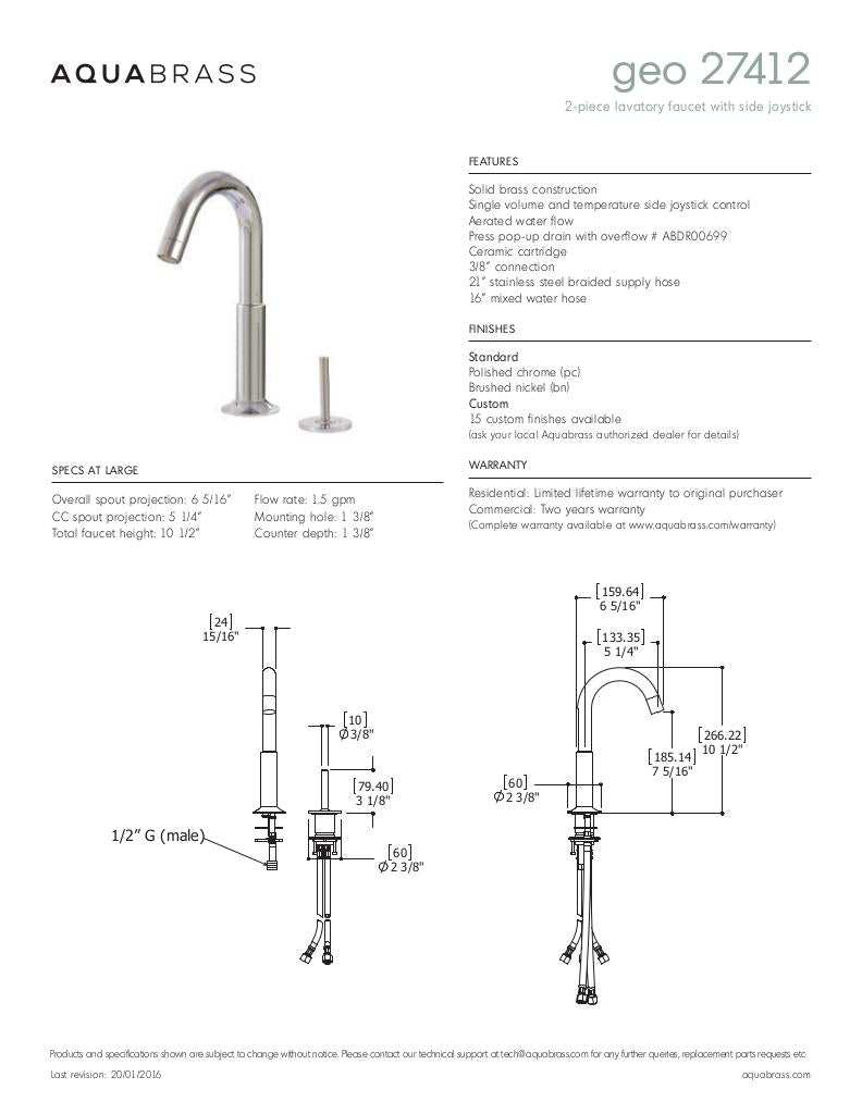 2-piece lavatory faucet with side joystick