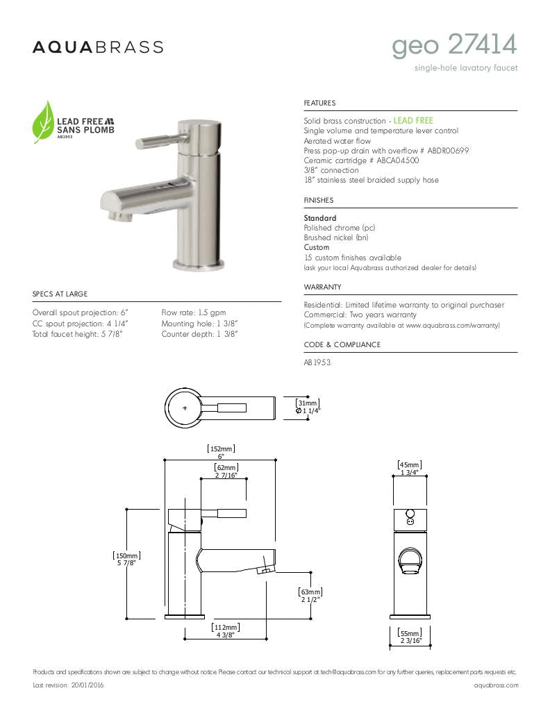 Single-hole lavatory faucet