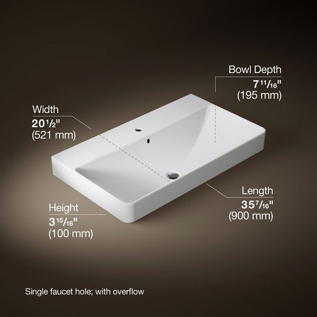 Vox® 35-1/2" rectangular vessel bathroom sink