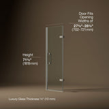 Components™ 27-5/8"-28-3/8" W x 71-5/8" H pivot shower door with 3/8"-thick Crystal Clear glass