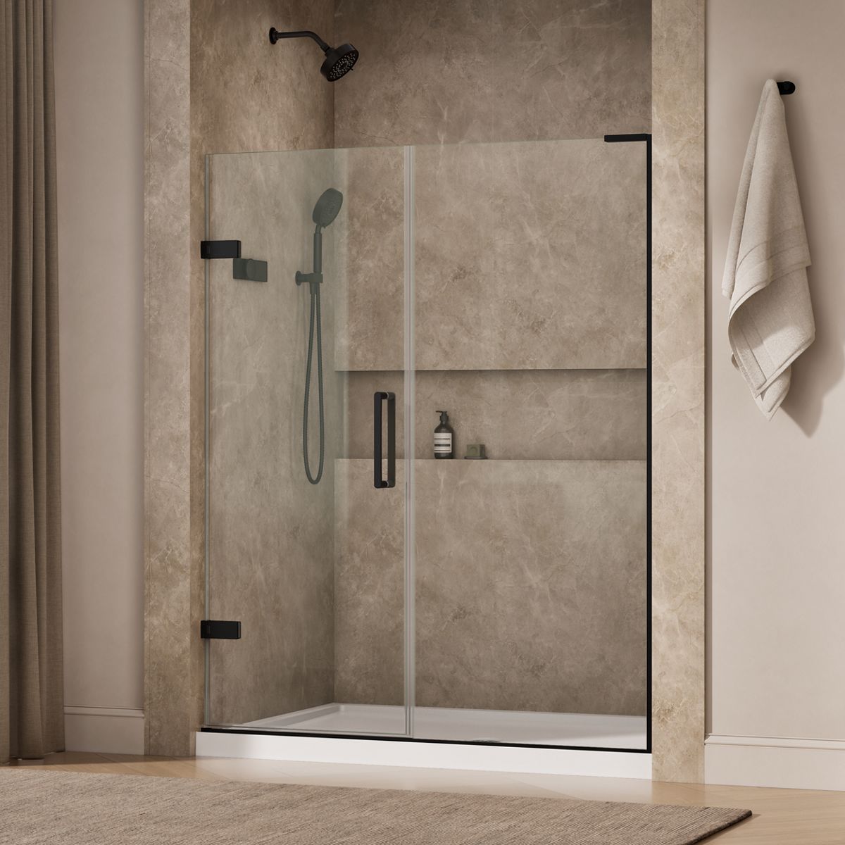 Composed™ 58"-58-3/4" W x 71-3/4" H pivot shower door with 3/8"-thick Crystal Clear glass