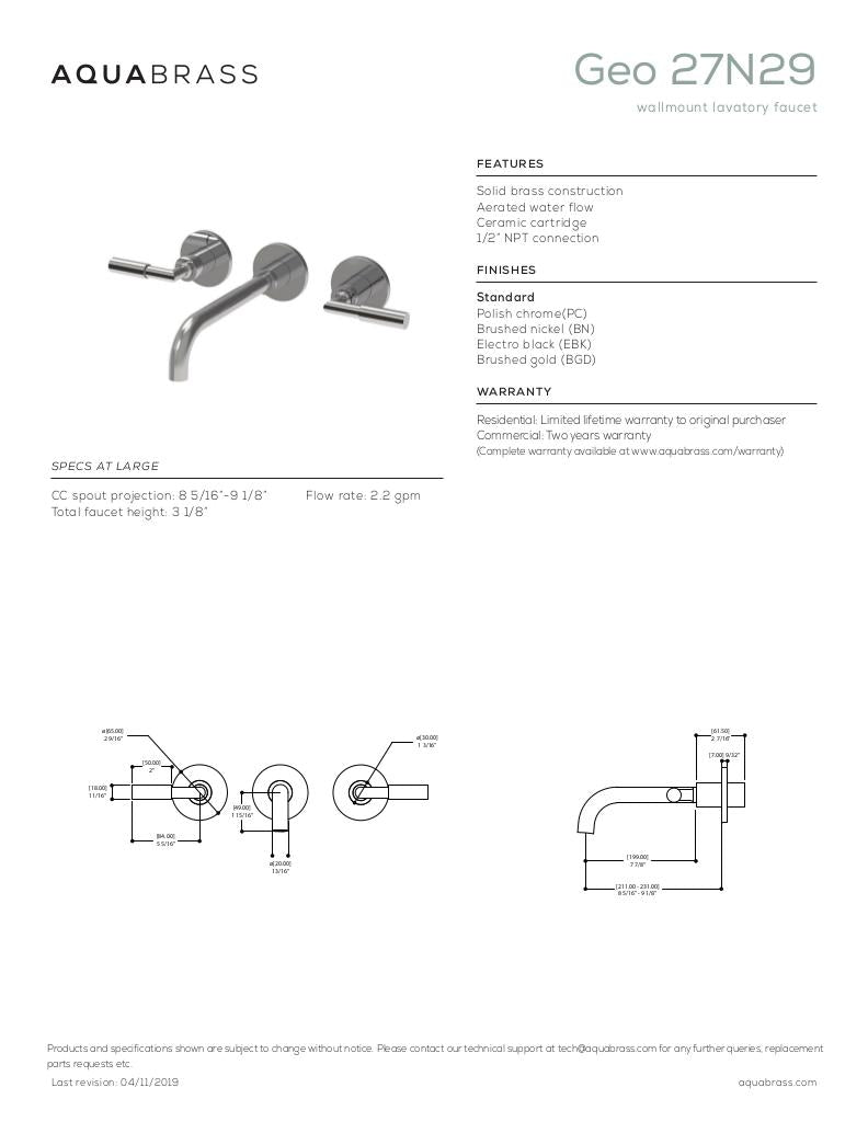 Wallmount 8" c.c. lavatory faucet