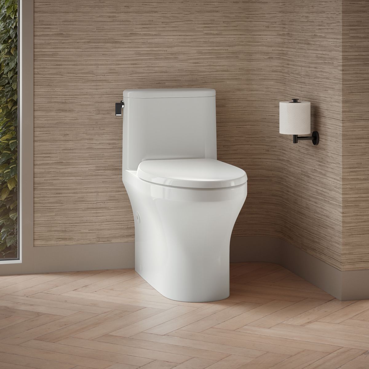 Spacity® One-piece compact elongated toilet with skirted trapway, 1.28 gpf
