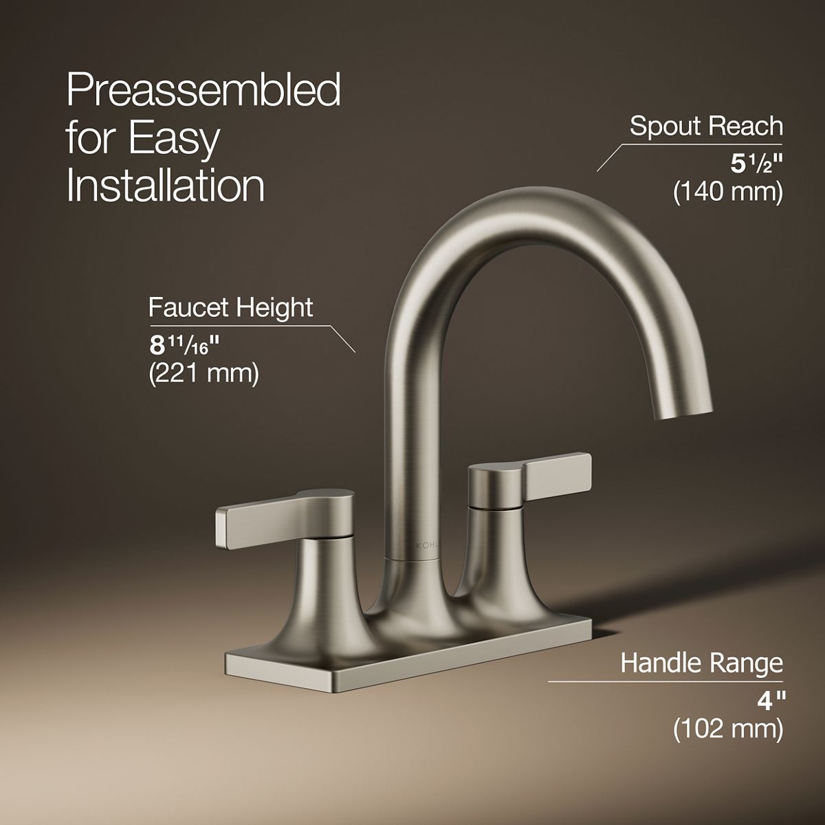 Venza® Centerset bathroom sink faucet, 0.5 gpm