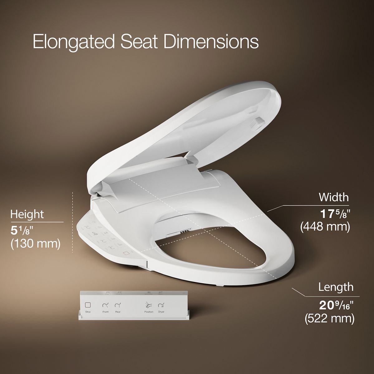 PureWash® E725 Elongated bidet toilet seat with remote control