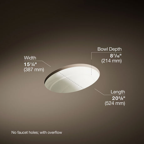 Serif® 20-3/4" oval undermount bathroom sink, no overflow