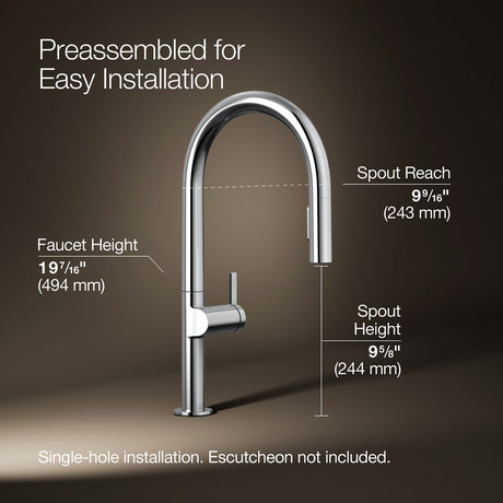 Components® Touchless pull-down kitchen sink faucet with two-function sprayhead