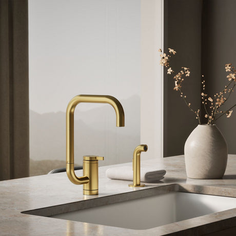 Components® Single-handle kitchen sink faucet with two-function extended-reach spout and side sprayer