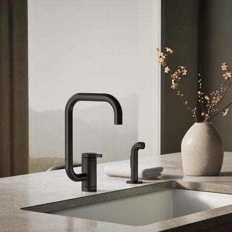 Components® Single-handle kitchen sink faucet with two-function extended-reach spout and side sprayer