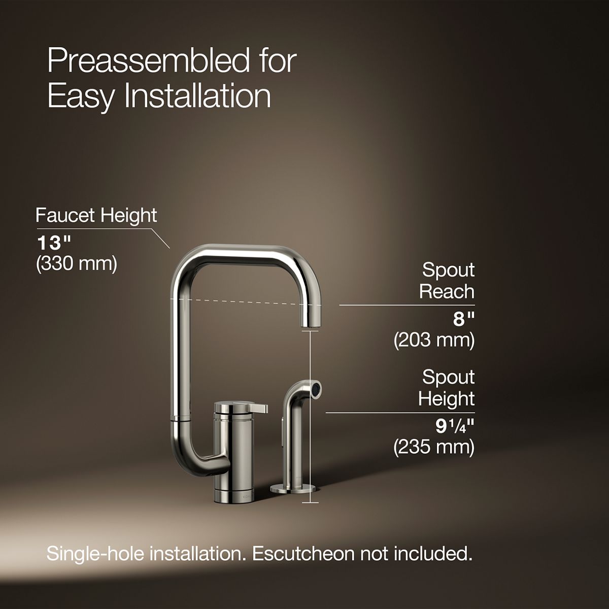 Components® Single-handle kitchen sink faucet with two-function extended-reach spout and side sprayer