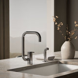 Components® Single-handle kitchen sink faucet with two-function extended-reach spout and side sprayer