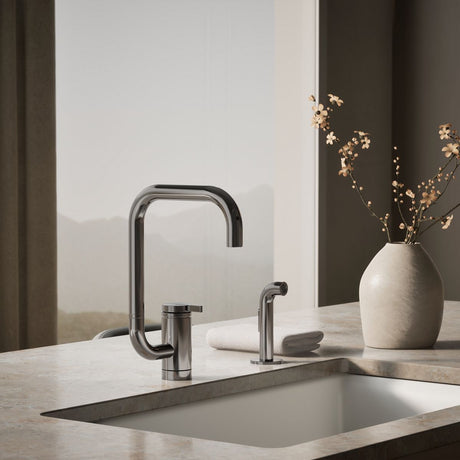 Components® Single-handle kitchen sink faucet with two-function extended-reach spout and side sprayer