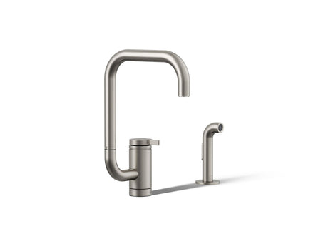 Components® Single-handle kitchen sink faucet with two-function extended-reach spout and side sprayer