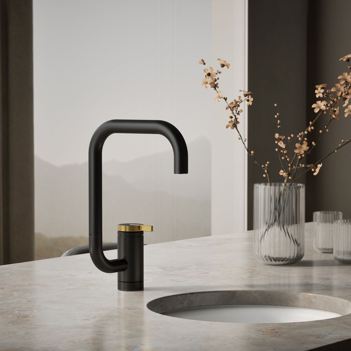 Components® Single-handle bar sink faucet with two-function extended-reach spout