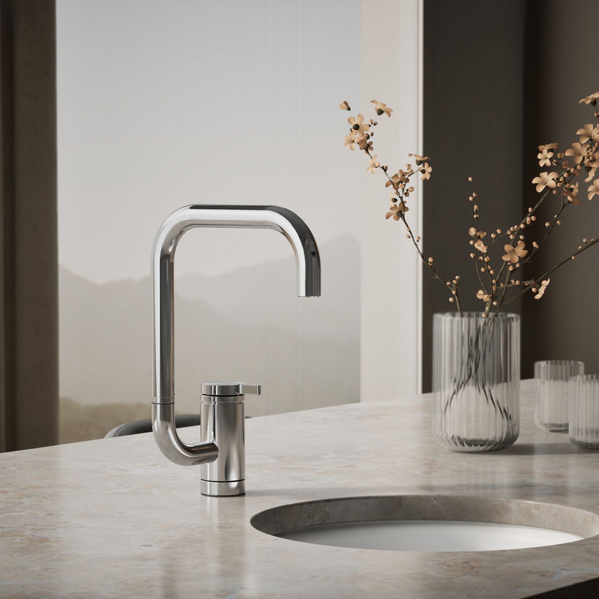 Components® Single-handle bar sink faucet with two-function extended-reach spout