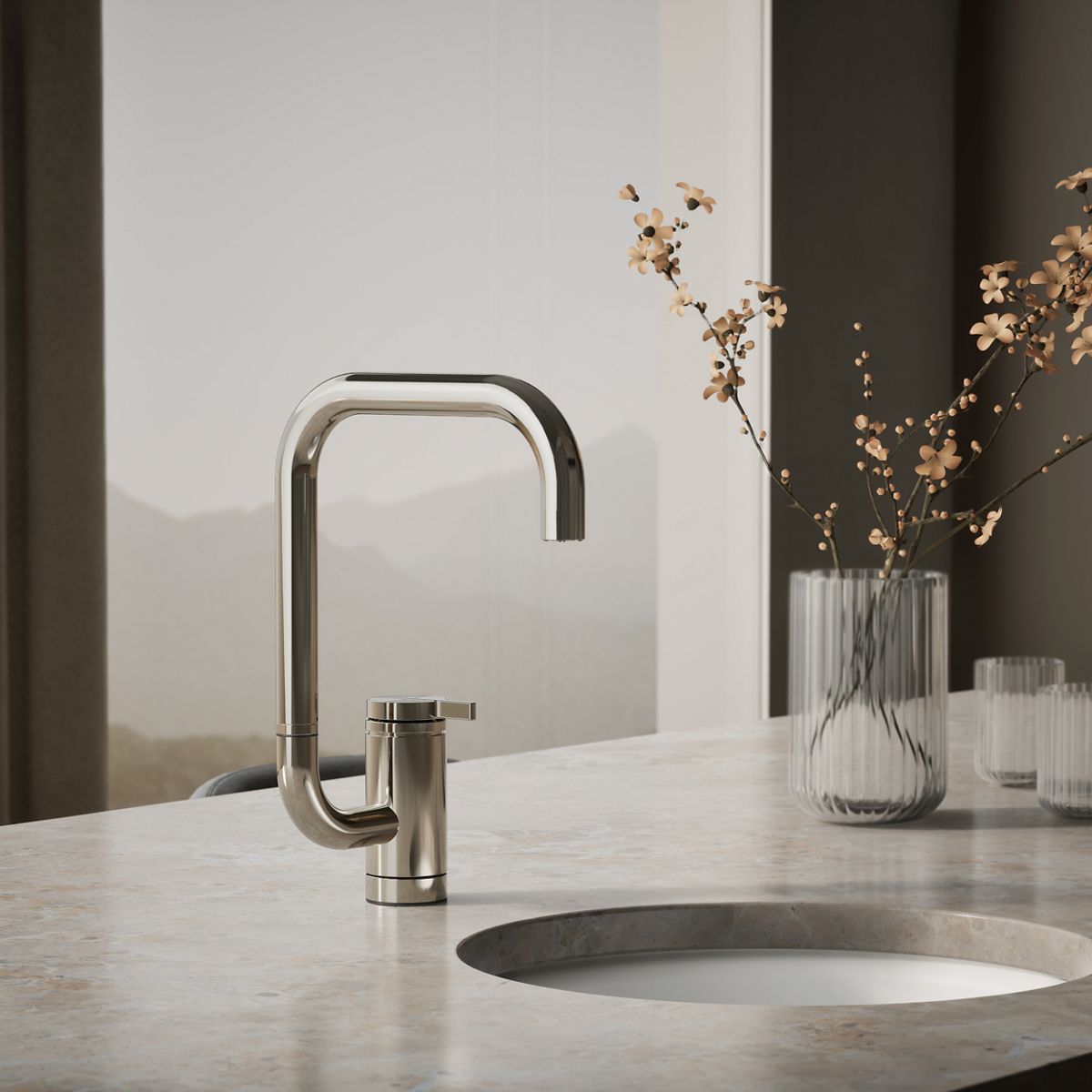 Components® Single-handle bar sink faucet with two-function extended-reach spout
