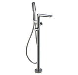 Thermostatic floor mount tub filler with hand shower
