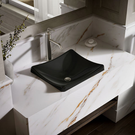 DemiLav® 18-1/4" rectangular vessel bathroom sink, no overflow