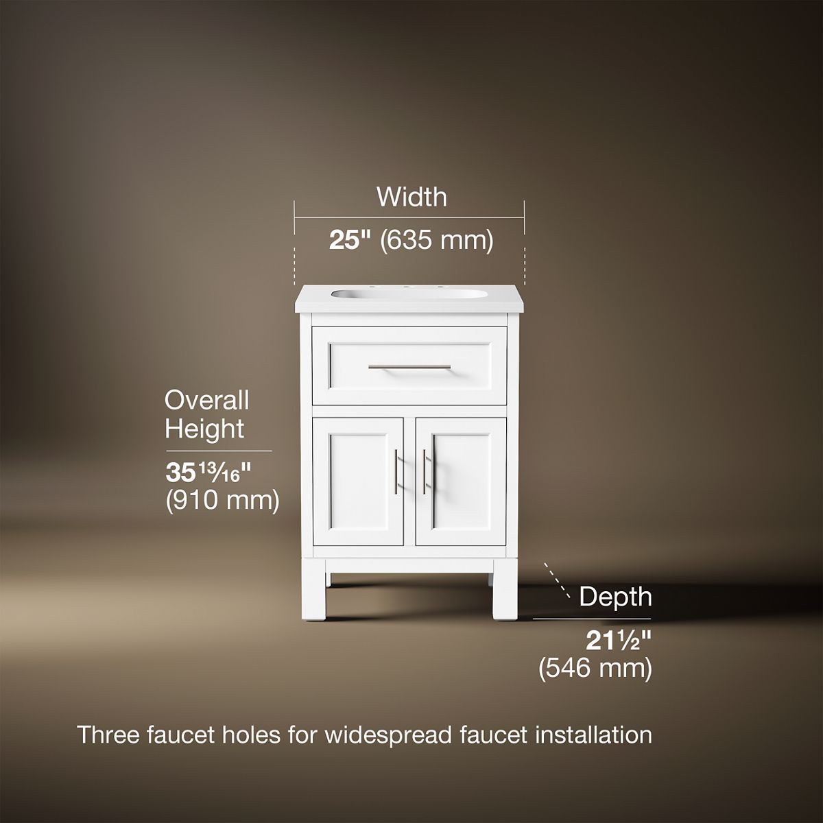 Quo® 24" bathroom vanity cabinet with sink and quartz top