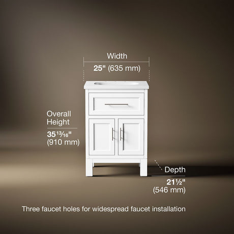 Quo® 24" bathroom vanity cabinet with sink and quartz top