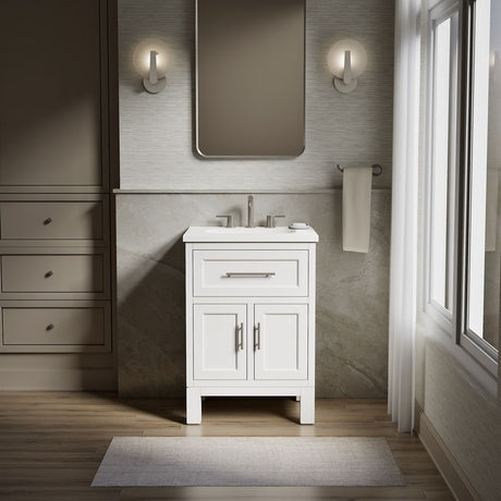 Quo® 24" bathroom vanity cabinet with sink and quartz top