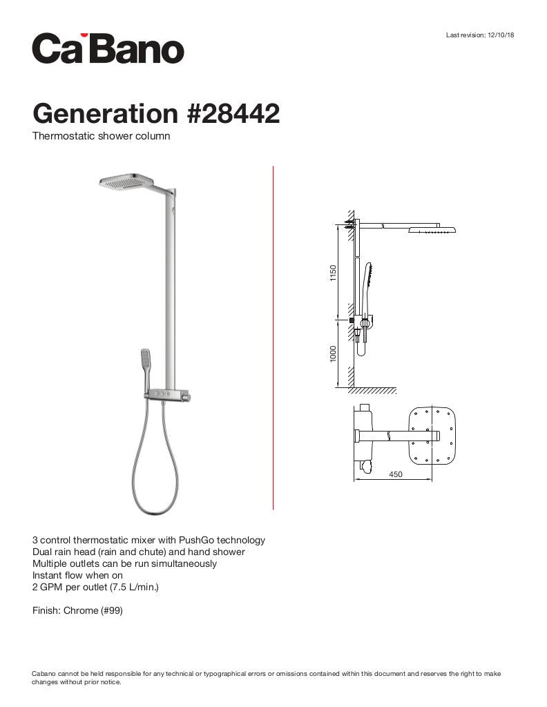 Thermostatic shower column