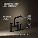 Billet® Two-hole bridge kitchen sink faucet with side sprayer
