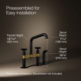 Billet® Two-hole bridge kitchen sink faucet with side sprayer