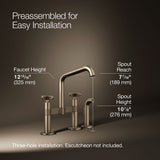 Billet® Two-hole bridge kitchen sink faucet with side sprayer