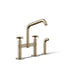 Billet® Two-hole bridge kitchen sink faucet with side sprayer