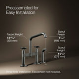 Billet® Two-hole bridge kitchen sink faucet with side sprayer