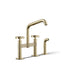 Billet® Two-hole bridge kitchen sink faucet with side sprayer