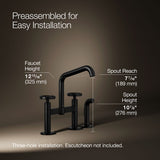Billet® Two-hole bridge kitchen sink faucet with side sprayer