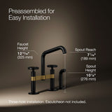 Billet® Two-hole bridge kitchen sink faucet with side sprayer