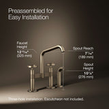 Billet® Two-hole bridge kitchen sink faucet with side sprayer