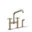 Billet® Two-hole bridge kitchen sink faucet with side sprayer